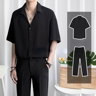 ! จัดส่งจากกรุงเทพฯ 1-2 วัน!ชุดเซ็ทผู้ชาย เสื้อผู้ชาย เสื้อแฟชั่นผญ เสื้อเชิ้ตแขนสั้นเกาหลี + กางเกง