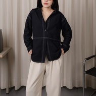 KEMEJA ASOKA Rania Shirt 2505 - Contrast Stitch Oversize Blouse Long Sleeve - Women's Work Shirt Top