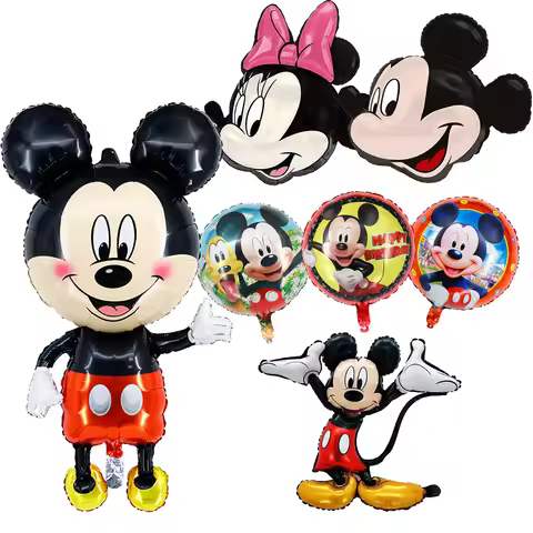 7Pcs Cute Mickey Mouse Balloons, Birthday Party Supplies Foil Balloon Decorations Mickey Minnie Mous