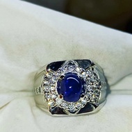 Cincin pria perak Blue safir ceylon srilanka