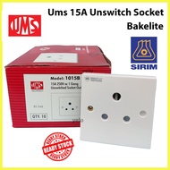 (SIRIM) UMS 15A UNSWITCHED OUTLET Socket Round Pin Soket 15amp Socket Switch Socket UMS suis