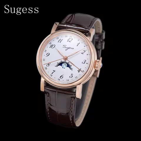 Sugess Men Watches Tianjin ST2108 Automatic Movement Wristwatch Date Hands Sapphire Crystal Luxury W