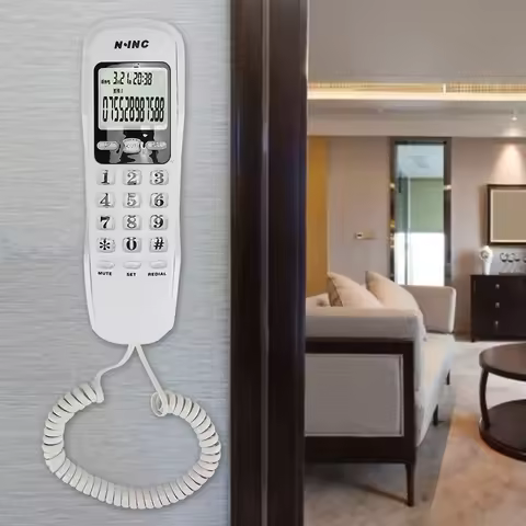 Caller ID Telephone KX-T888CID English White LCD Dispaly Telephone Mini Wall Landline with Dual Call