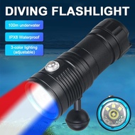 Professional Underwater 100M 10LED Diving Photography Fill Light Waterproof IPX8 White+Red+Blue Scub