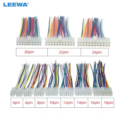 Universal Car Wire Harness Connector 4Pin/6/8Pin/10/12Pin/14/16Pin/18/20Pin/22/24Pin Into Car DVD CD