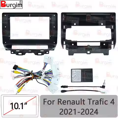 Car Radio Fascias Frame For Renault Trafic 4 2021-2024 10 inch Stereo Panel 16PIN Harness Wire Canbu