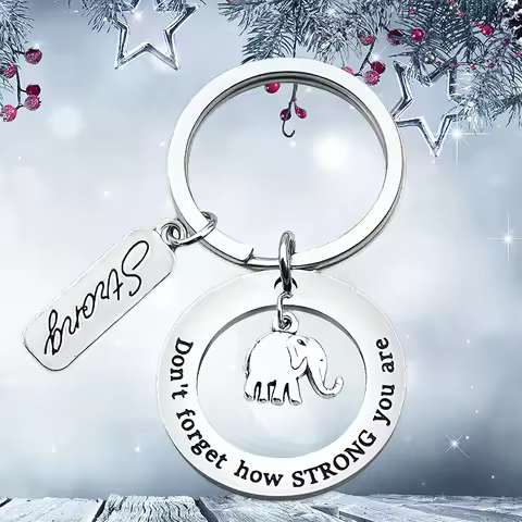 New Friendship Elephant Keychain Pendant Inspirational Gift Key Chains Keyrings Don't Forget How Str