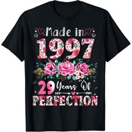 Men's cotton T-shirt 29 Year Old Made in 1997 Floral 29th Birthday Women T-Shirt