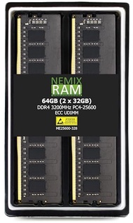 NEMIX RAM 64GB (2X32GB) DDR4 3200MHZ PC4-25600 2Rx8 1.2V 288-PIN ECC Unbuffered UDIMM KIT