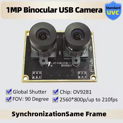 120fps Global Shutter Dual Len USB Camera Module OV9281 1mp Binocular Synchronous Monochrome No Dist