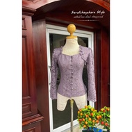 Long-Haired Lace Blouse Pentagonal Neck Slim Fit Beautiful Match With Sarong Or Work Pants Merit-Mak