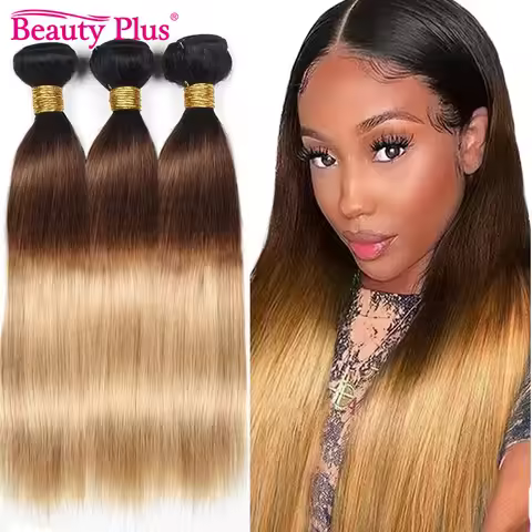 Ombre Straight Hair 1Bundle Brazilian 100% Human Hair Extensions 3 Tone 1b 4 27 Color Ombre Brazilia