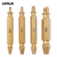 KIPRUN 4 Pcs / Set Double Side Damaged Screw Extractor Drill Bits Out Crimping Bolt Remover Tool