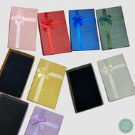 Ring Box Earrings Necklace Silk Pattern With Bow Size 5x8.5x2.8cm Available In Many Colors Immediate