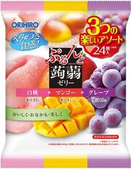 ORIHIRO PLANDUE 蒟蒻果凍 白桃+芒果+葡萄 (20g x 24個)