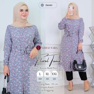 Baju Anessa Tunik Motif Bunga Floral Long Tunik Rayon Premium