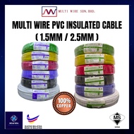 MULTI WIRE CABEL /MULTI KABEL 1.5mm(7/0.53mm) /2.5mm(7/0.67mm)PVC INSULATED CABLE  SIRIM JKRSPEC
