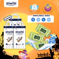 (3 Pack)Aiwibi Natural Premium Night Taped Diapers，Baby diapers , Ultra-thin, soft diapers- S/M/L/XL