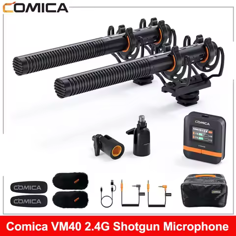 Comica VM40 2.4G Super Cardioid Dual-Channel Wireless Shotgun Microphone Bluetooth microphone for Ca