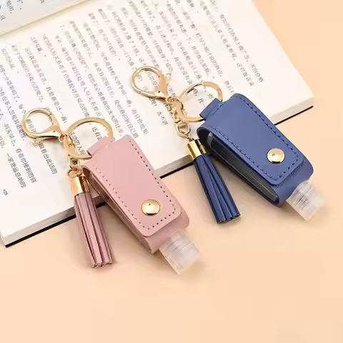 Universal Leakproof Hand Sanitizer Bottle Portable Keychain Hand Sanitizer Holder Leather Empty Trav