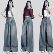 JEANS "DWARF MUSHROOMS 1m45-1m53" HIGH RISE - Wide leg straight with 8cm big hem cups to hack the sh