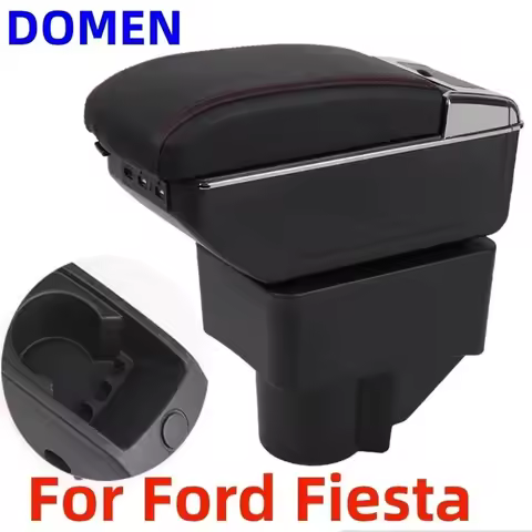New luxury For Ford Fiesta Armrest Box For Ford Fiesta 3 Car Armrest 2011-2018 Car Accessories PU Le