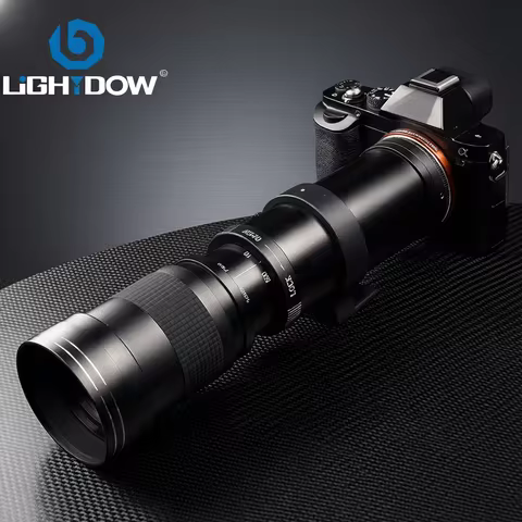 Lightdow Super Telephoto Manual Zoom Lens 420-800mm F8.3-16 With T2 Ring Adapter for Sony Canon Niko