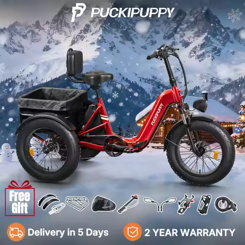PUCKIPUPPY Husky Electric Trike for Adult 960W Peak Motor 60 Miles Range Tricycle 500 Lbs Load Elect