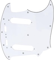 Musiclily Pro 12-Hole Guitar Pickguard for MIJ Fender Japan Mustang, 3Ply White