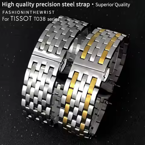 19mm Curved Stainless Steel Watchband Fit for Tissot 1853 T038 T-ONE AUTOMATIC Series T038.430 Water