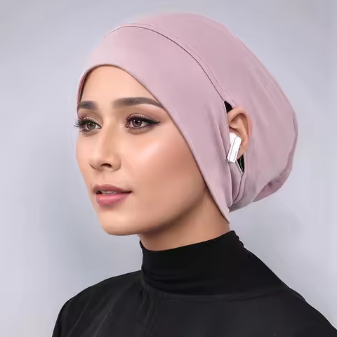 Cotton Modal Hijab Scarf Under Cap with Ear Hole Hijab Muslim Hijab Inner Scarf Lady Bandanas Turban