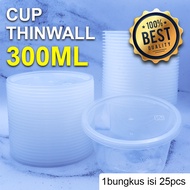 300ML Thinwall Plastic Round Bowl Cup Complete with Lid Suitable for Fruit Salad Pudding