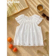 FORHER floral pattern fairy sleeve shirt, easy to wear, Korean style - AO11014 AO11015