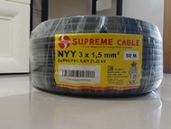 SUPREME NYY 3x1,5mm KABEL TUNGGAL KABEL KAWAT HITAM NYY SUPREME 3X1,5mm Per 50Meter