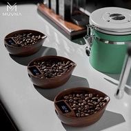 MUVNA Hand-Brewed Coffee Electronic Scale Walnut Coffee Bean Dish Scale Bean Plate Italian Coffee Sc