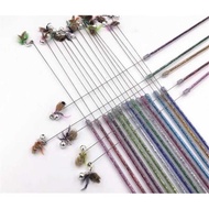usd 1.45/pc pet kitten teaser fishing pole wands flying insect cat playing toys feather 20pcs/lot LJ
