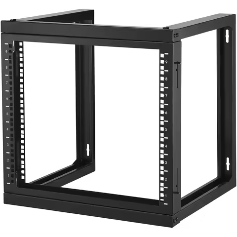 SucceBuy 9U Wall Mount Rack 150lbs Max Load Capacity Open Frame Server Network Rack with Cage Nuts S