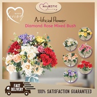 Artificial Diamond Rose Bush Flower Arrangement Wedding Decoration Gubahan Bunga Tangan Hiasan Dulan