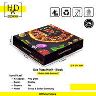 [50Pcs] Pizza Box / Dus Pizza 25x25x5cm Full Colour - Motif Hitam