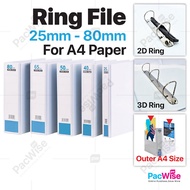 2D / 3D / 4D Ring File – White PVC A4 Binder / Fail Cincin PVC (25mm /40mm /50mm /65mm /80mm) [1 Pc]