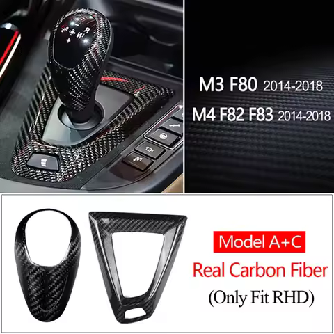 LHD RHD Genuine Carbon Fiber Gear Shift Knob Cover For BMW M2 F87 M3 F80 M4 F82 F83 M5 F10 X5M F85 X