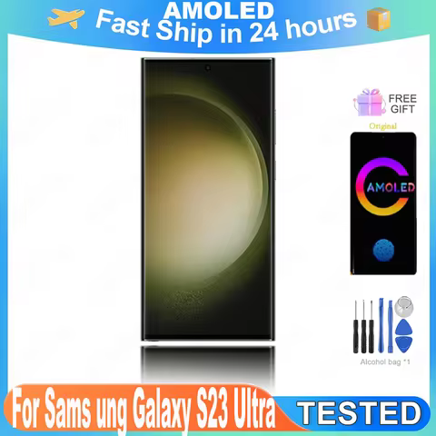 Original 120Hz 6.8" AMOLED For Sams ung S23 Ultra 5G LCD SM-S918B SM-S918B/DS S918U Display Touch Sc