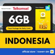 【Indonesia Sim Card】【✅ Hotspot】【Telkomsel】【6GB】【4G High Speed Data】4G Travel Sim Card