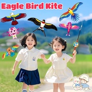 Cartoon Dynamic Bird Kite with Fishing Rod Children Handheld Flying Kite Outdoor Flying Toys for Kid