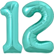 TONIFUL 40 Inch Large Teal Blue Number 12 Balloons Giant Digital 12 or 21 Helium Balloons, Foil Myla