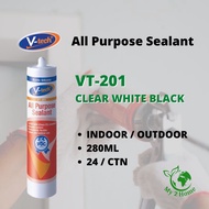 V-Tech VT-201 All PURPOSE SEALANT Silicone Sealant 201 Clear White Black Vt201 Silicon clear V tech