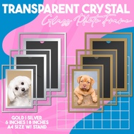 Transparent Crystal Glass Photo Frame with Stand A4 Size | 8Inches | 6inches