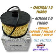 Nissan engine oil filter almera turbo n18l 1.0/qashqai turbo 1.2 j11e/renault capture 15209-00q0f pe