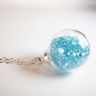 A Handmade 湖水藍色水晶玻璃球頸鏈