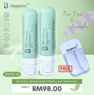 Pencegah Nyamuk Serangga Blossom Natural Origin Insect Mosquito Repellent Spray 100ml x 2 ( Free Pocket Spray Sanitizer)